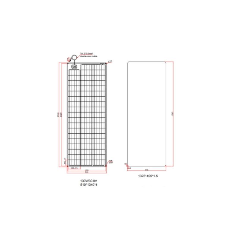 PCS Monoflex Solarpanel 130 W, 30V