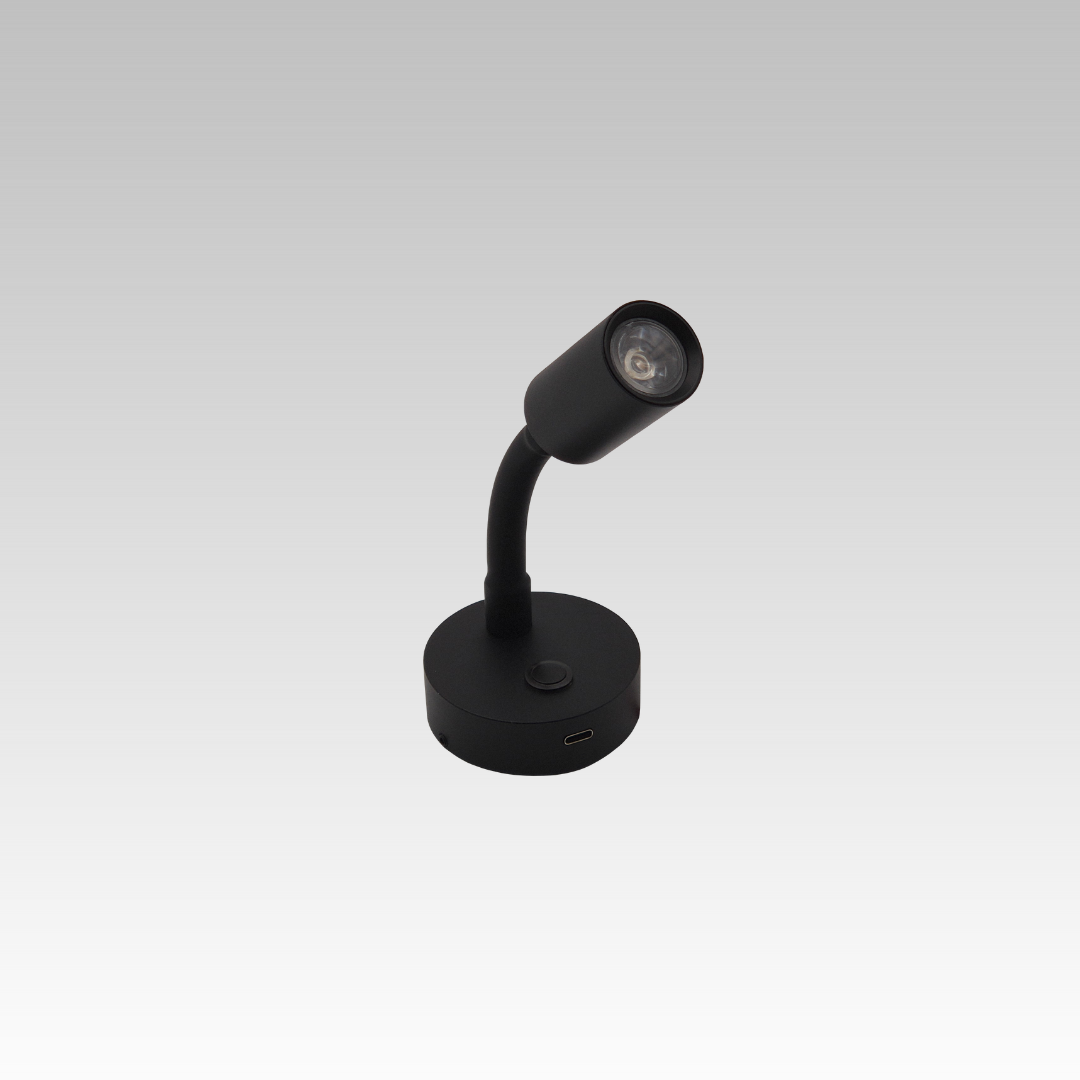 LED Leuchte 100mm Schwanenhals (Schwarz), USB C